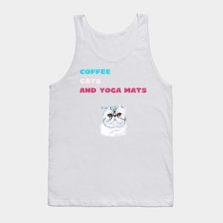 Coffee cats and yoga mats funny yoga and cat drawing Tank Top